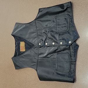 Vintage 1970's Black Leather Vest!!!